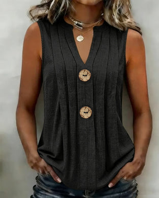 Singlet V-Hals Plissert Ermsløs