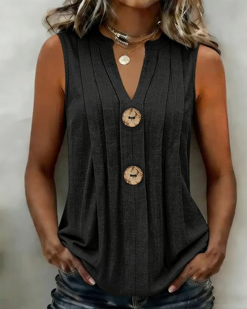 Singlet V-Hals Plissert Ermsløs