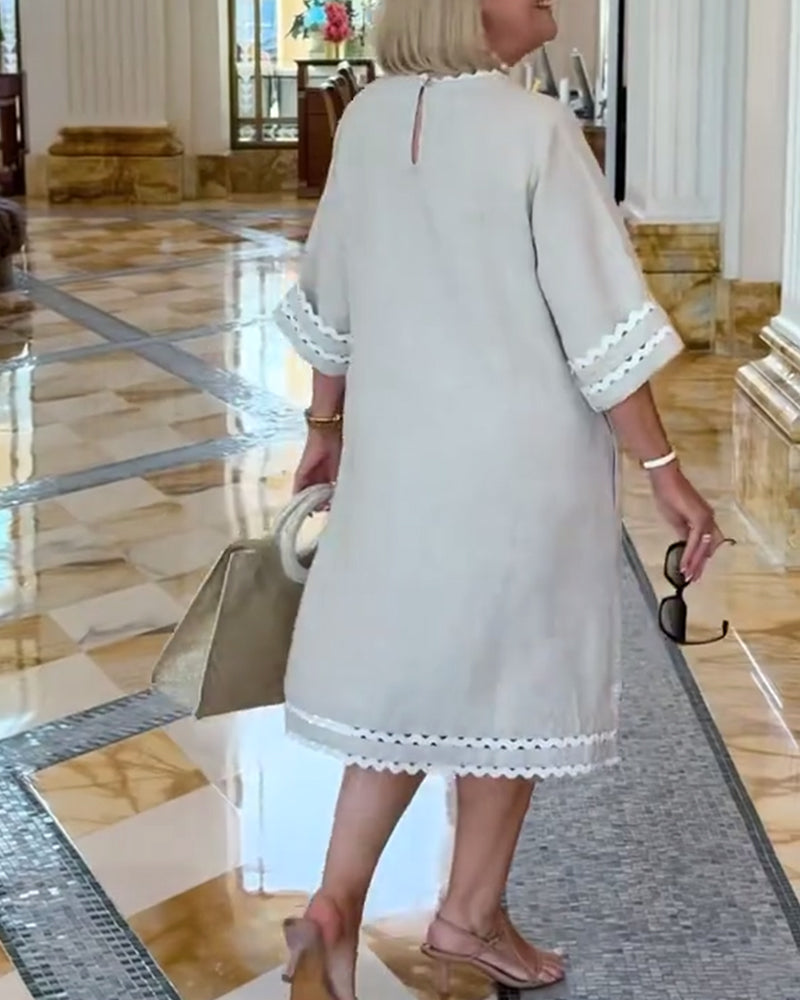 Kjole Bølgekant 3/4-erm Slire