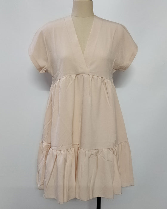 Kjole Solid V-Hals Ruffle-Kant