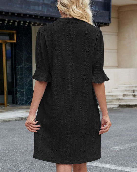 Kjole Ensfarget V-hals