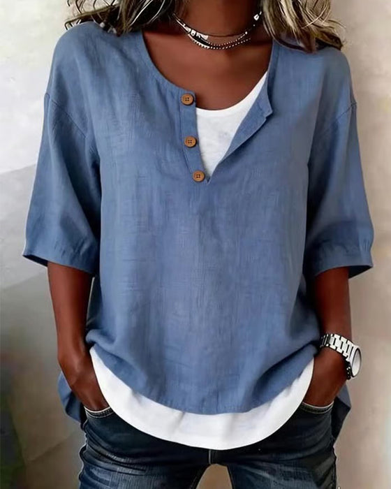 Bluse Falsk Todelt 3/4-Erm