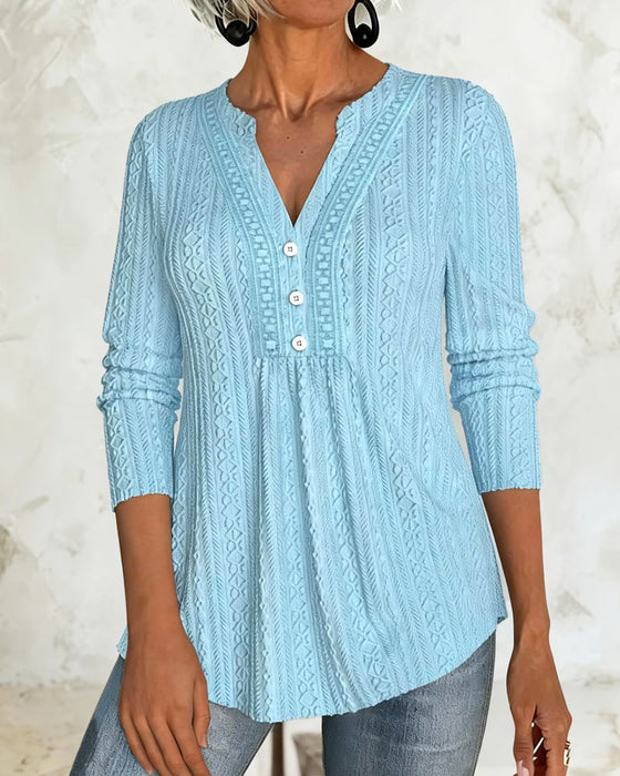 Bluse Solid Knapp Casual
