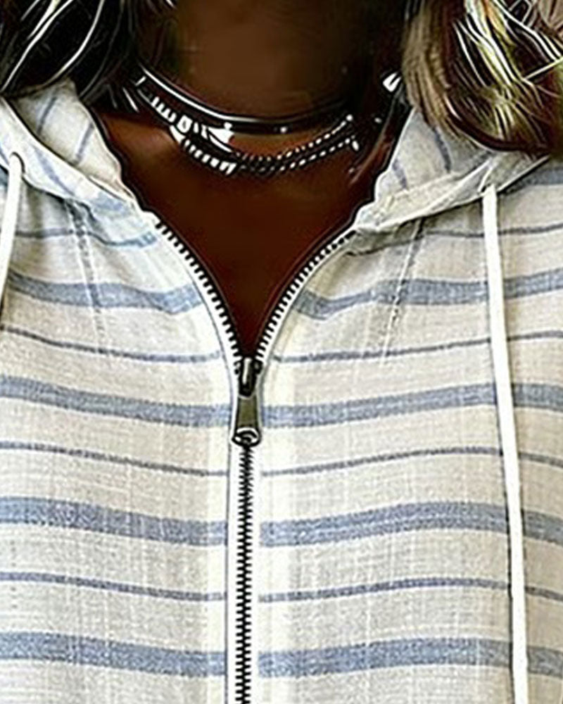 Topp Stripet Hetting Glidelås Kort Erme