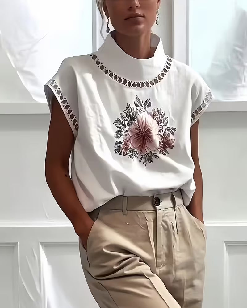 T-Skjorte Halv Turtleneck Ermløs Hull