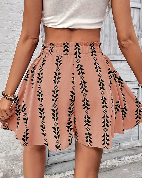 Shorts Trykk Snøre Loose Fit Flare