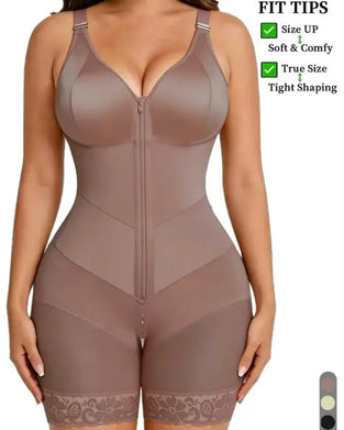 Dame Glidelås Blonde Magekontroll Shapewear Bodysuit