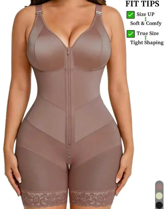 Dame Glidelås Blonde Magekontroll Shapewear Bodysuit