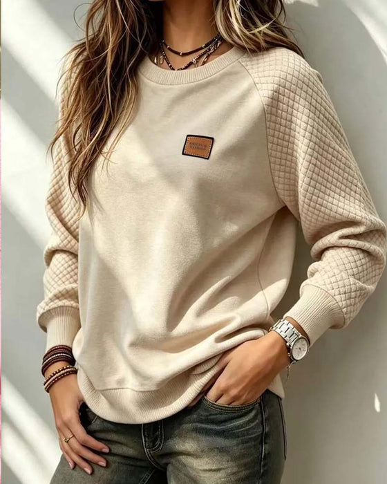 Sweatshirt Rundhalset Argyle Raglanerme Pullover