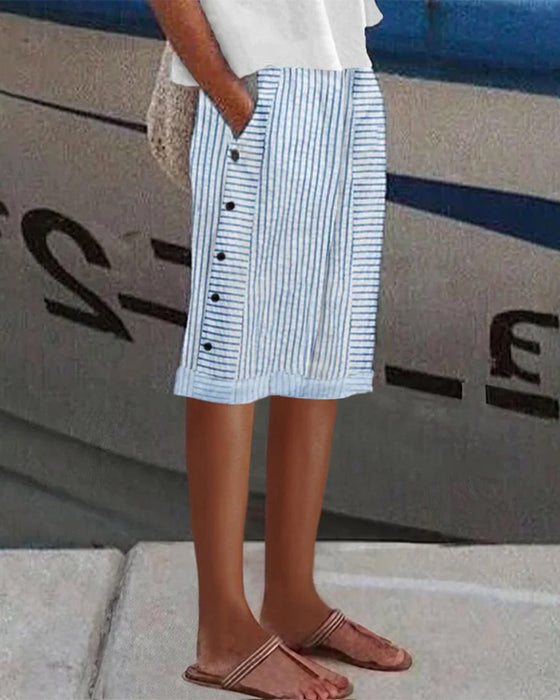 Shorts avslappet stripete lomme