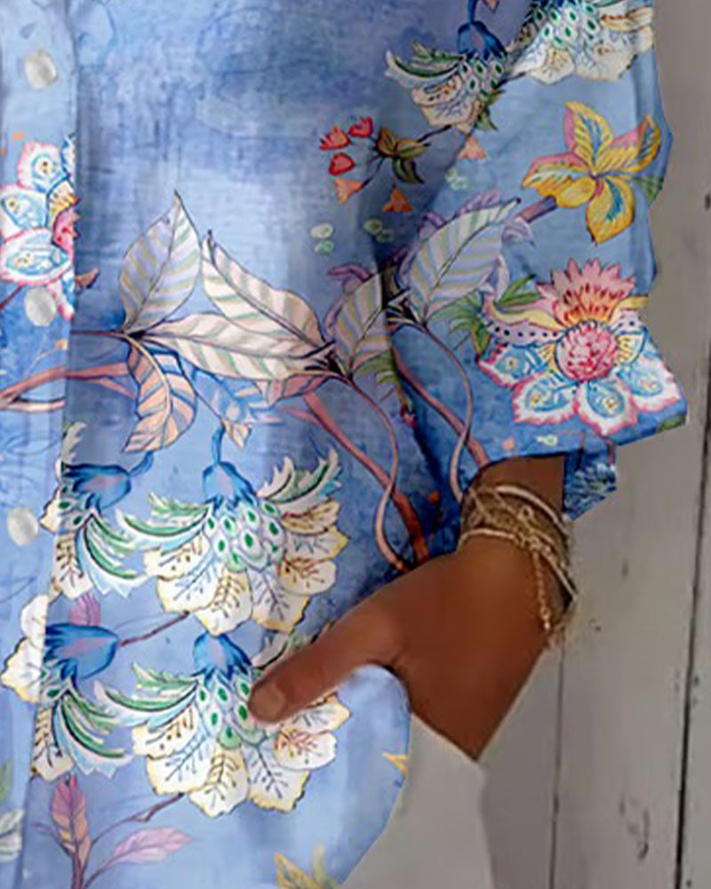 Skjorte Mote Trykt Nedbrettet Krave