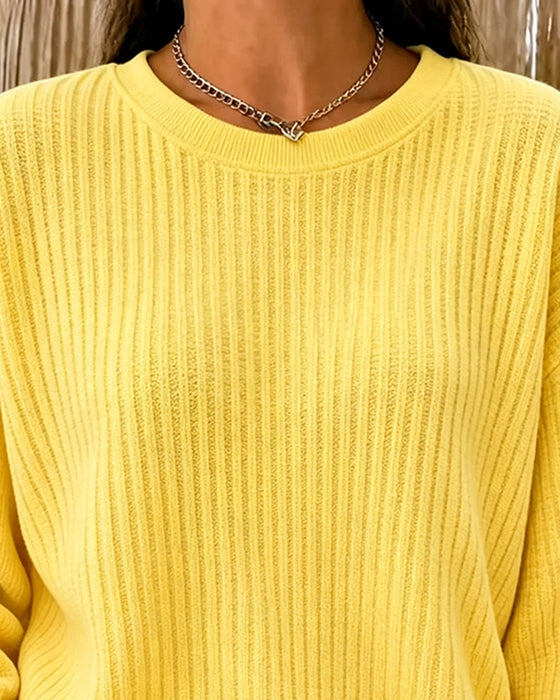 Sweatshirt Casual Solid Lang Erme