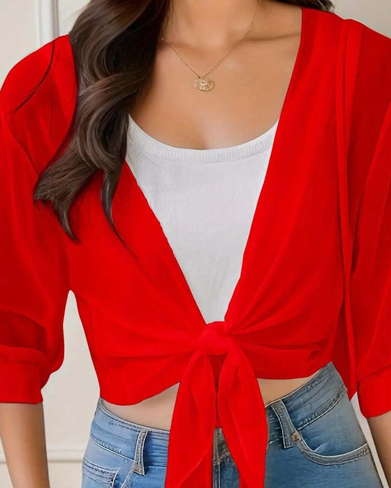 Cover-Up Sheer Chiffon Kort Erme Solbeskyttelse