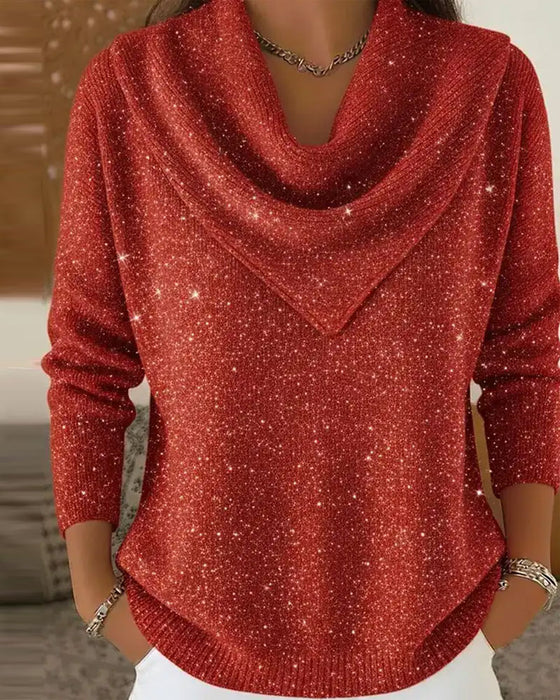 Pullover Mock Hals Casual Lang Erme