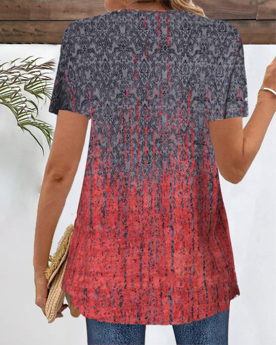 Bluse Falsk To-Del Korteermet Uregelmessig