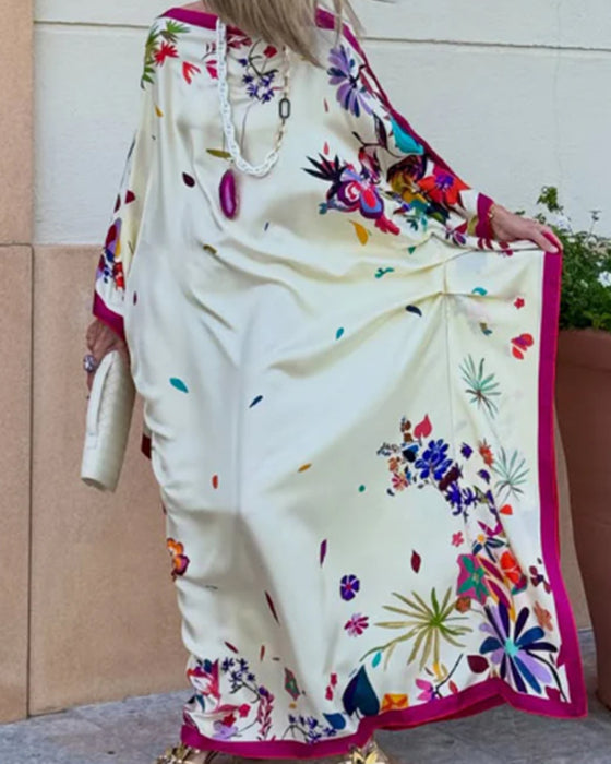 Kjole Off-Shoulder Kontrast Løs Ferie