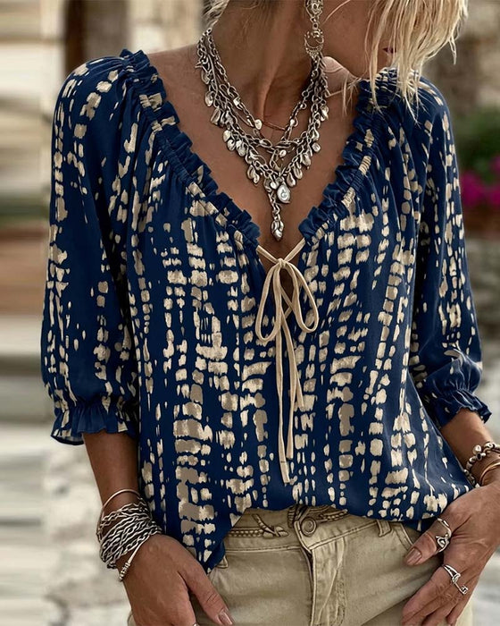 Bluse Bohemian Ruffle Knyting