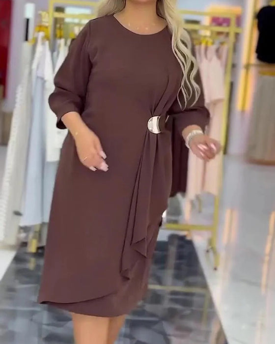 Kjole Plus Size Stilig Twist Knute