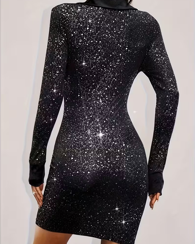 Kjole Jakkeslag Glitter Lappeteppe Fest