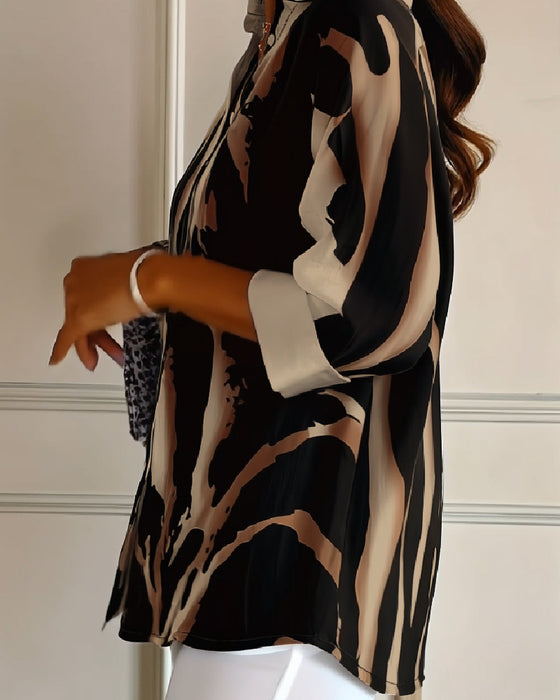 Bluse Ståkrage Uregelmessig Trykket