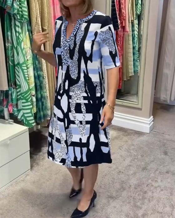 Midikjole med leopardmønster for kvinner