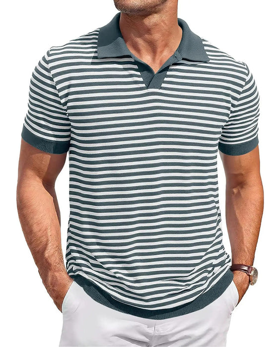 T-Skjorte Polokrage Stripe Fargeblokk