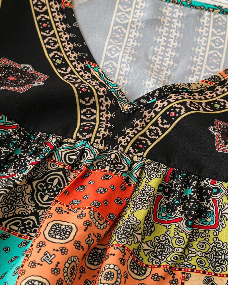 Plissert T-skjorte Med Vintage-Mønster