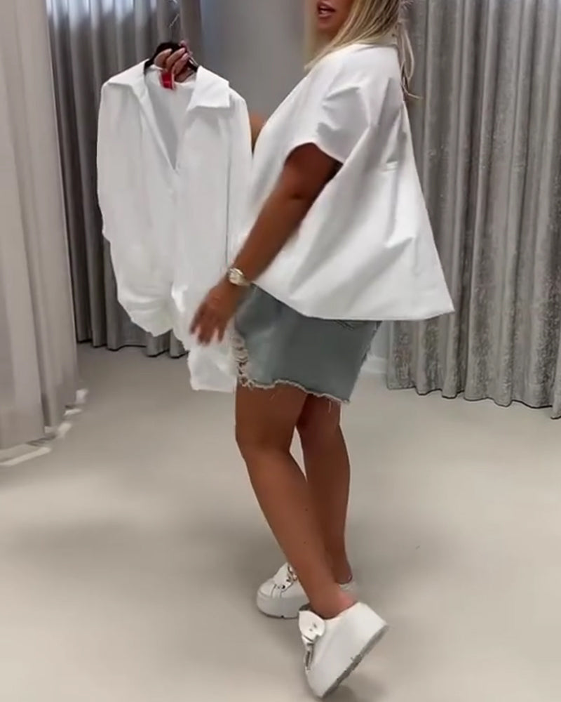 Bluse Jakkeslag Loose Fit Flagermuserme