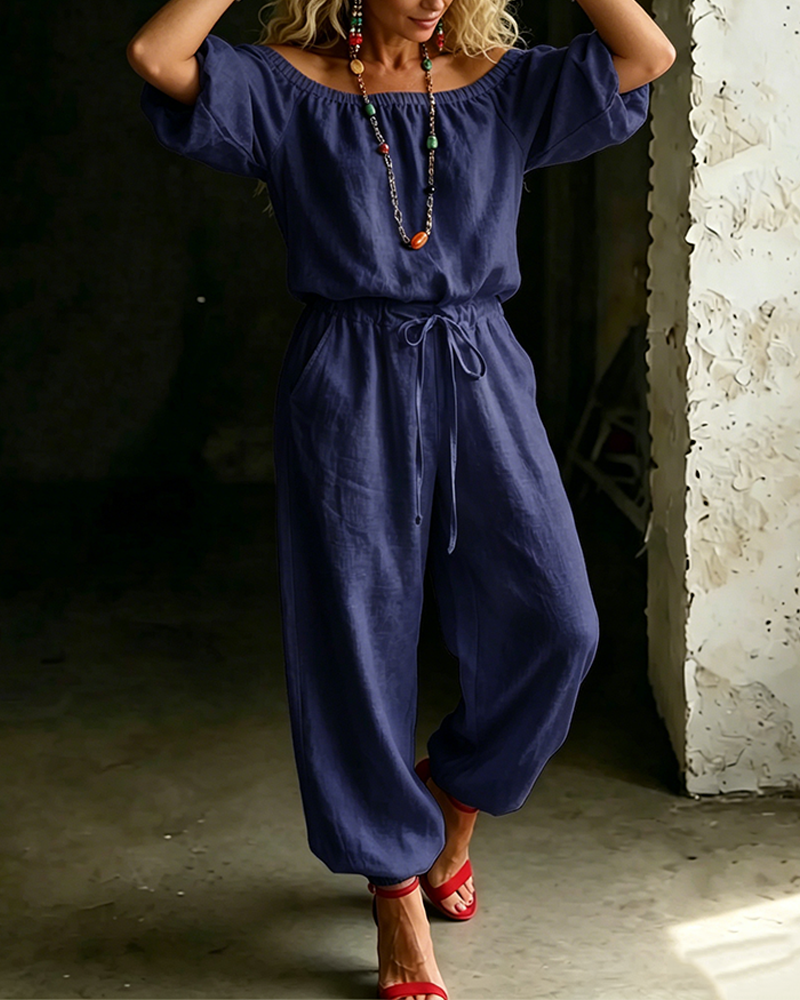 Jumpsuit Off-Shoulder Knyt Midje Innsnørt Midje