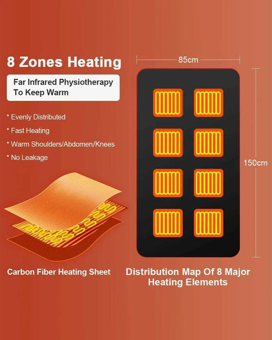 Teppe USB Oppvarmet Flanell Sjal - Bærbar Justerbar Elektrisk