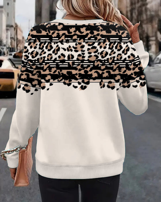 Genser Med Rund Hals Og Leopardprint
