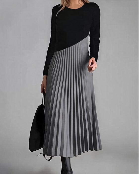 Kjole Patchwork Plissert Midi