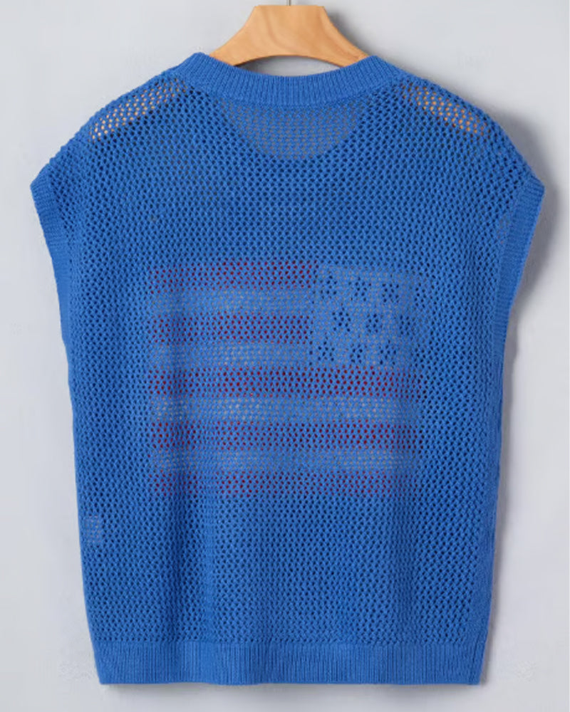 Pullover Flagg Mønster Crewneck