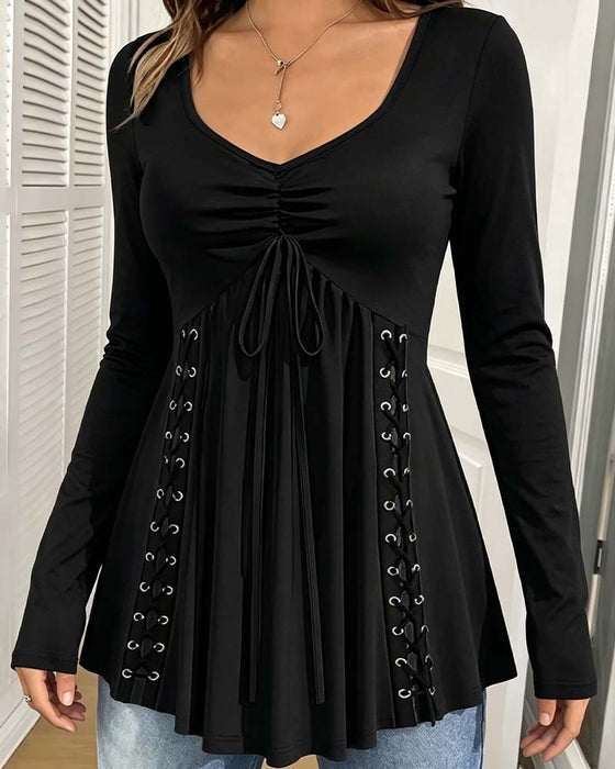 Bluse V-Hals Snor Lang Erme