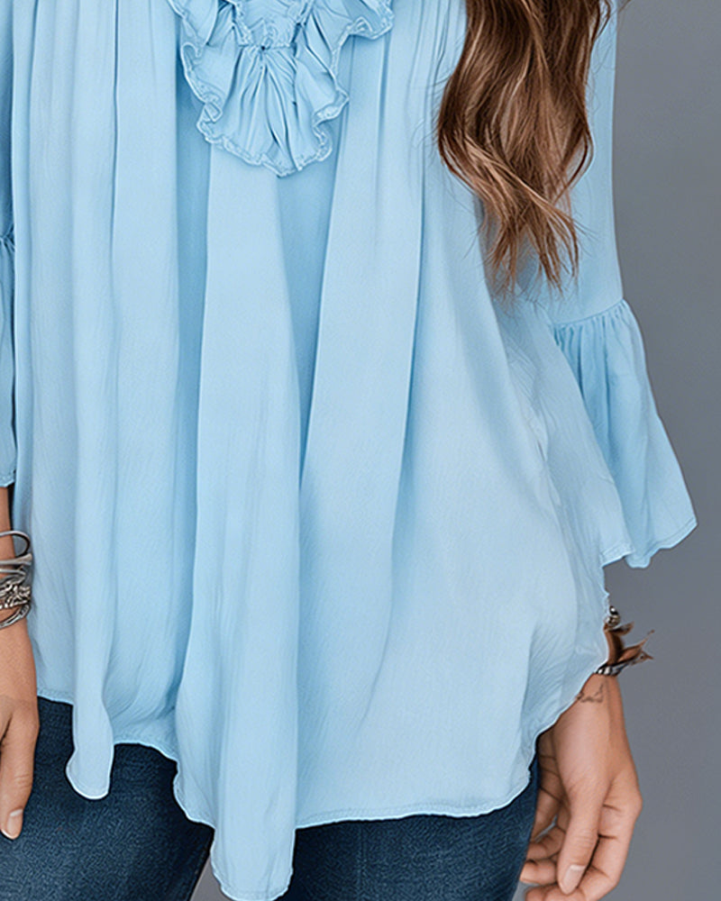 Bluse Elegant V-Hals Rysj