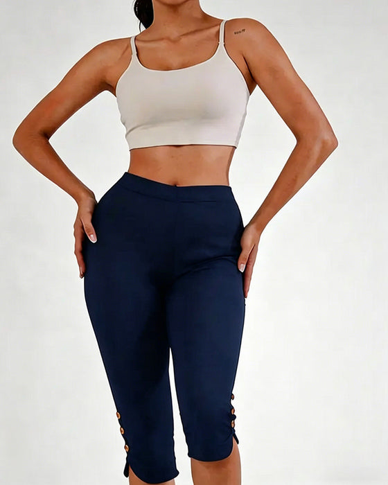 Leggings Ensfarget Slim-Fit Avkortet