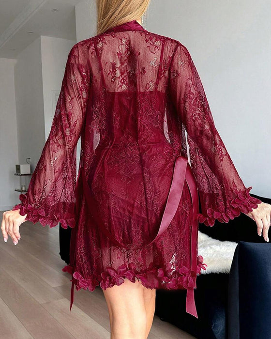 Kjole Blonde Dekke Spagettistropp Blondekant Pyjamas
