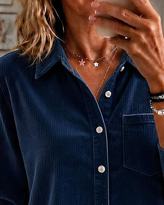 Bluse Kordfløyel Asymmetrisk Fald