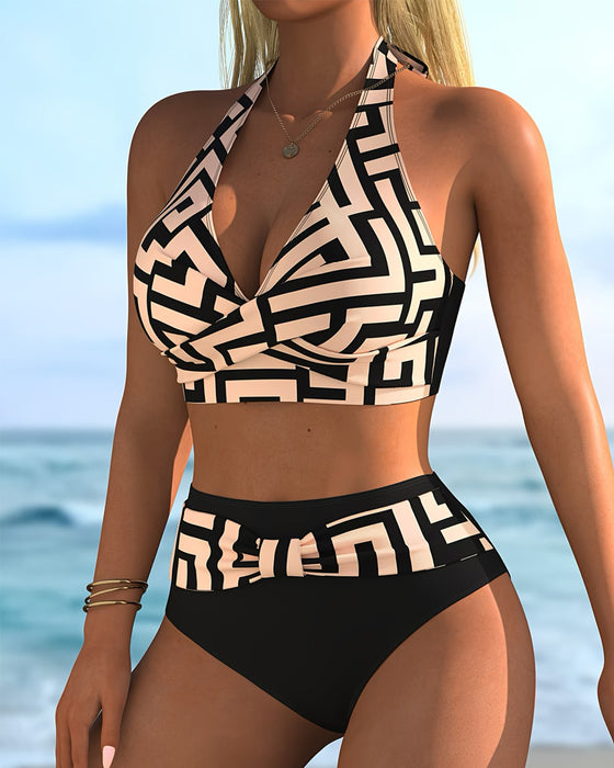Bikini Ferie Stil Halter Geometrisk