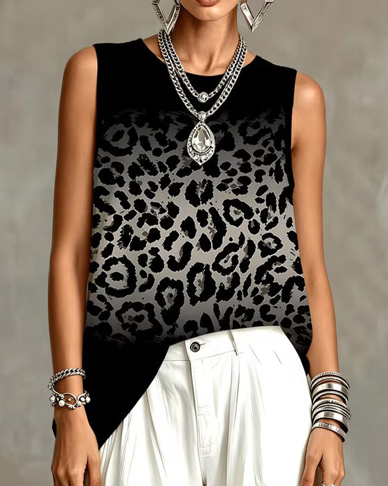 Tank Top Ombre Leopard Ermeløs