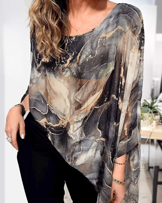 Bluse Flaggermuserm Tie-Dye Løs
