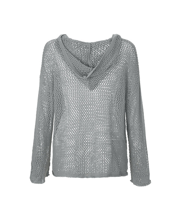 Dametopper Heklet Hullete Med Hette Langermet