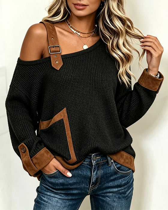 Bluse Skulderbar Asymmetrisk Hals Spliced