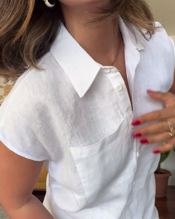 Dress Bomull Og Lin Ensfarget Casual Bukser