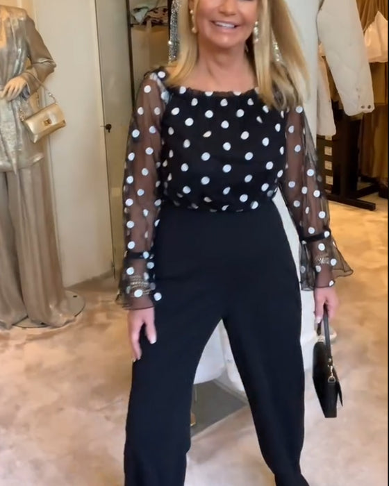Bluse Casual Gjennomsiktig Polkadot