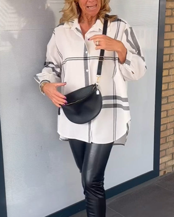 Uformell rutete skjorte med jakkeslag