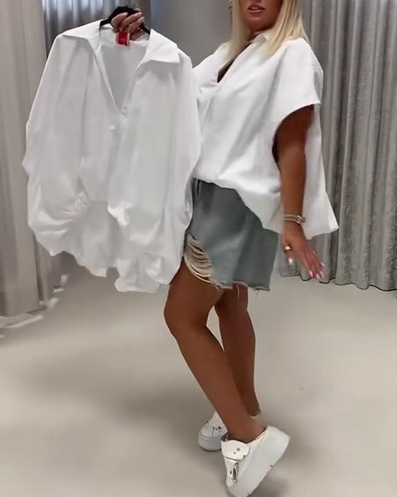 Bluse Jakkeslag Loose Fit Flagermuserme