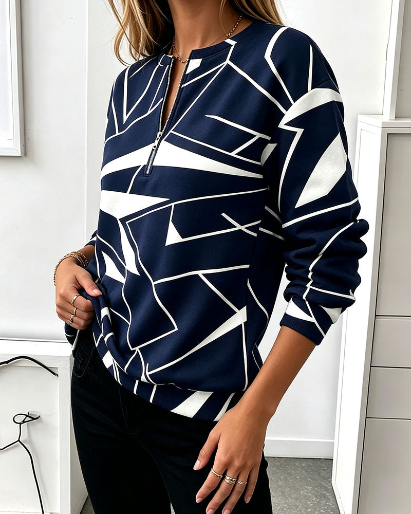 Sweatshirt Avslappet Glidelås Lang Erme