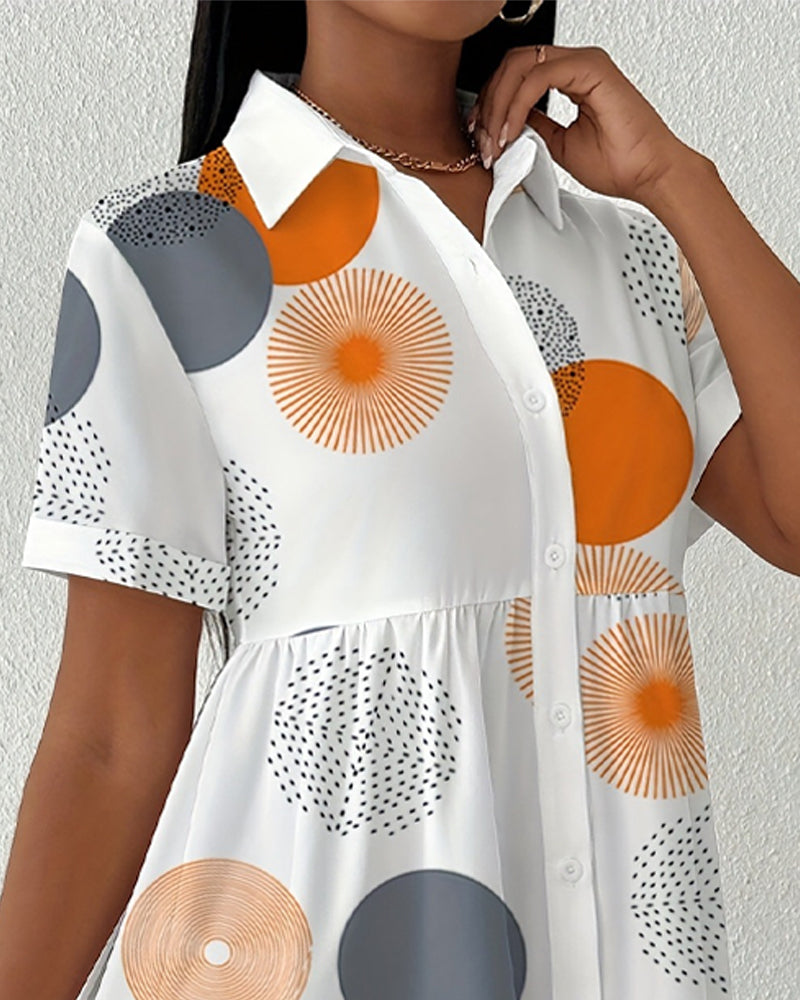 Kjole Polka Dot Trykk Skjorte