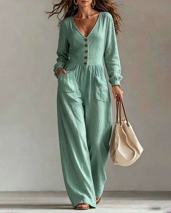 Jumpsuit Casual Lomme Lang Erm